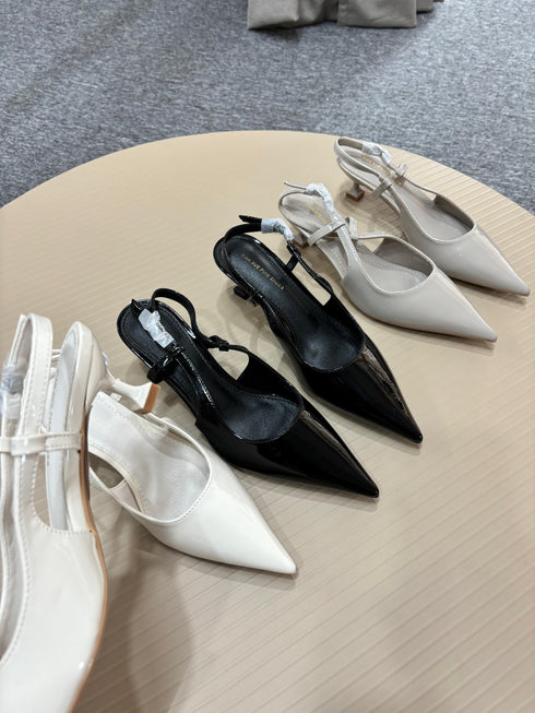 Women Classic Pointed Toe Buckle Strap Kitten Heels